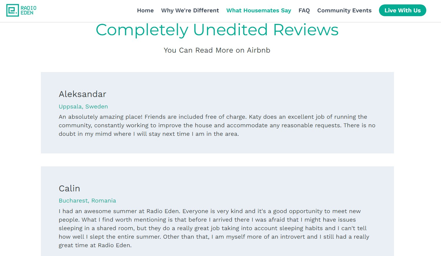 Radio Eden Testimonials Radio Eden Testimonials